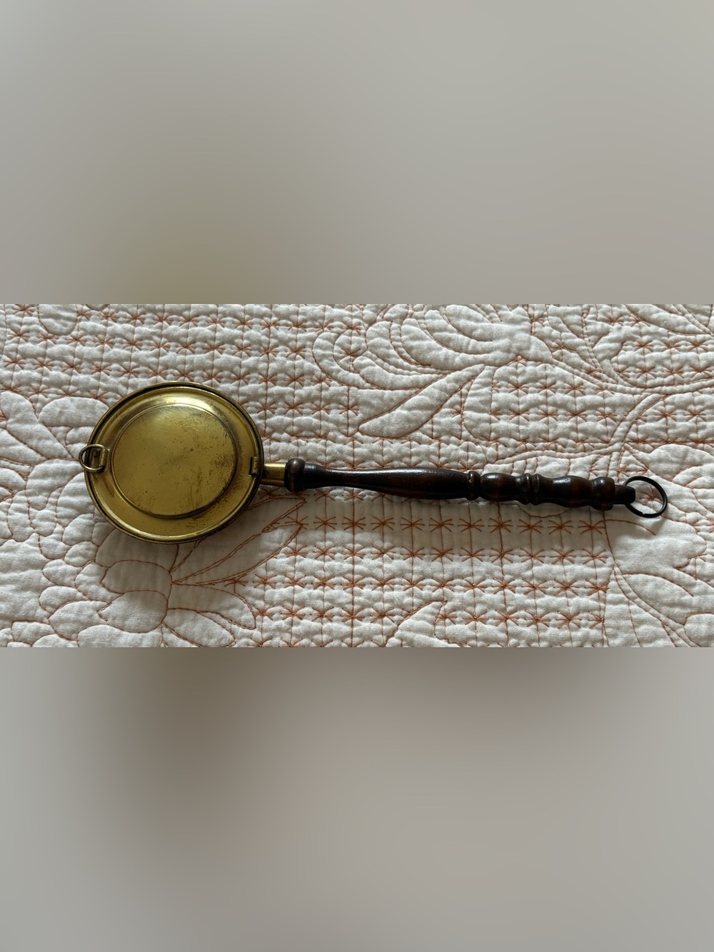 Vintage Peerage Miniature Bed Warming Pan Brass and Wood